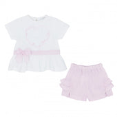 Pastels & Co Baby Girl Pale Pink Peplum Top and Short Set